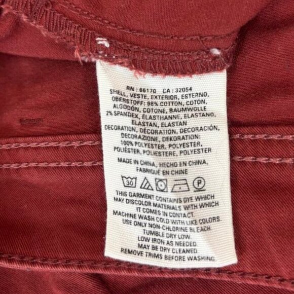 Anthropologie Women's Red Brushed Cotton Pants w/ Fabric Belt – Size 32 - Picture 11 of 12